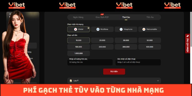 Giao dịch qua thẻ cào sẽ có chiết khấu tùy vào nhà mạng